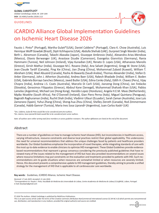 iCARDIO Alliance Global Implementation Guidelines on Ischemic Heart Disease 2026